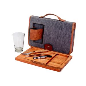 Porta tablita luxe asado x1 vaso vidrio cordura